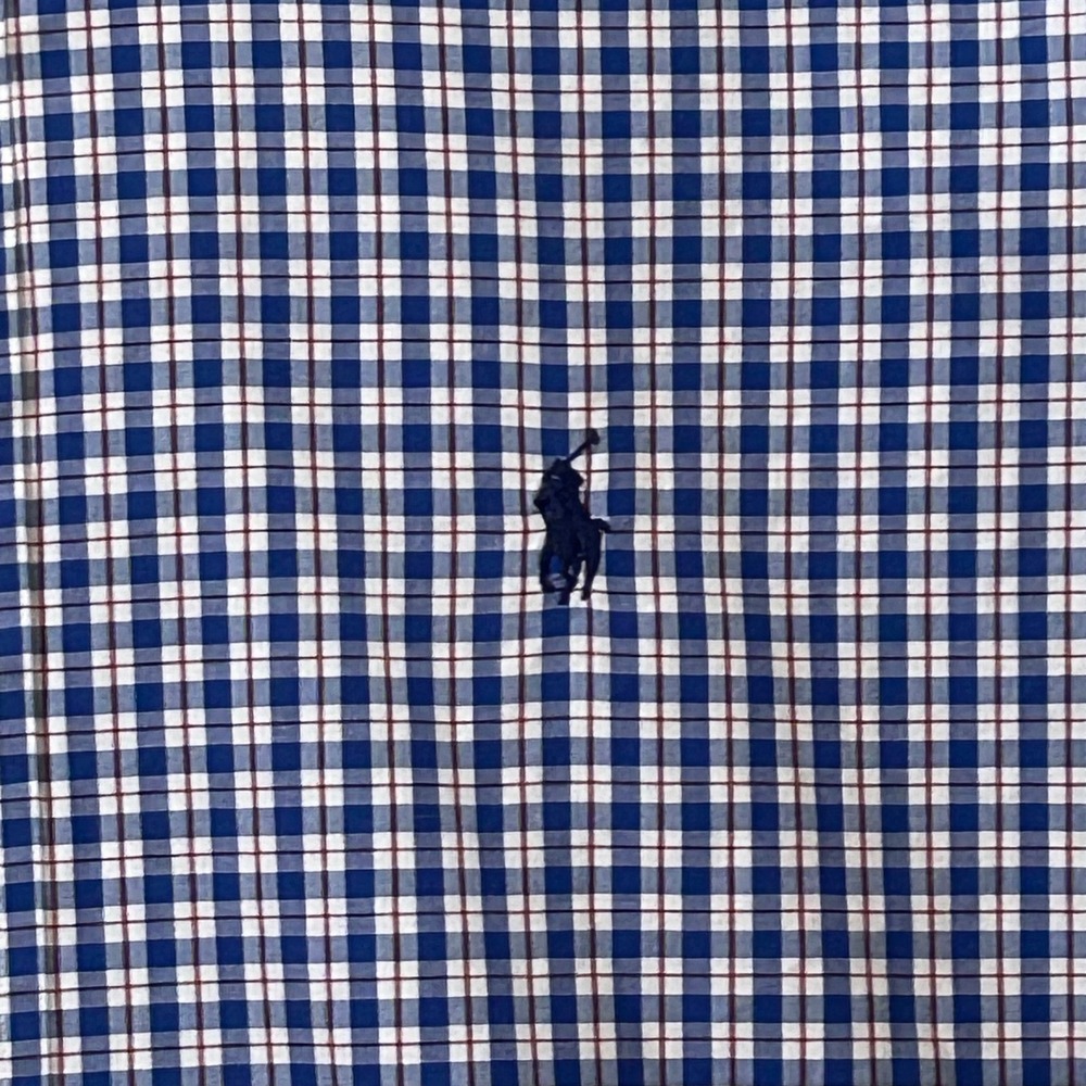 Polo Ralph Lauren Mens Classic Fit Gingham Short Sleeve Button Down Shirt Blue M - Picture 3 of 8